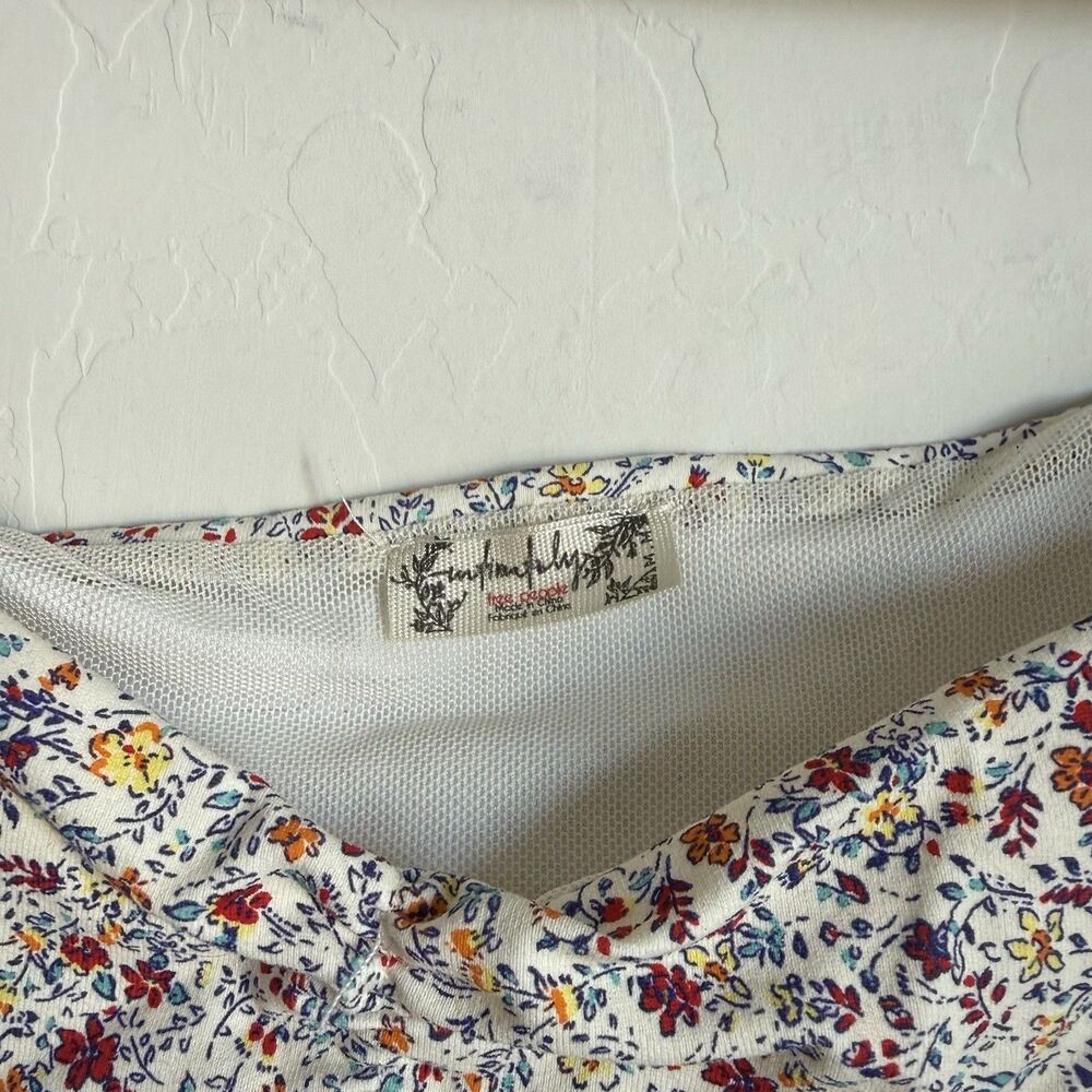 Intimately Free People Bella Ditsy Floral Puff Sleeve Bodysuit Boho Festival - Picture 3 of 11